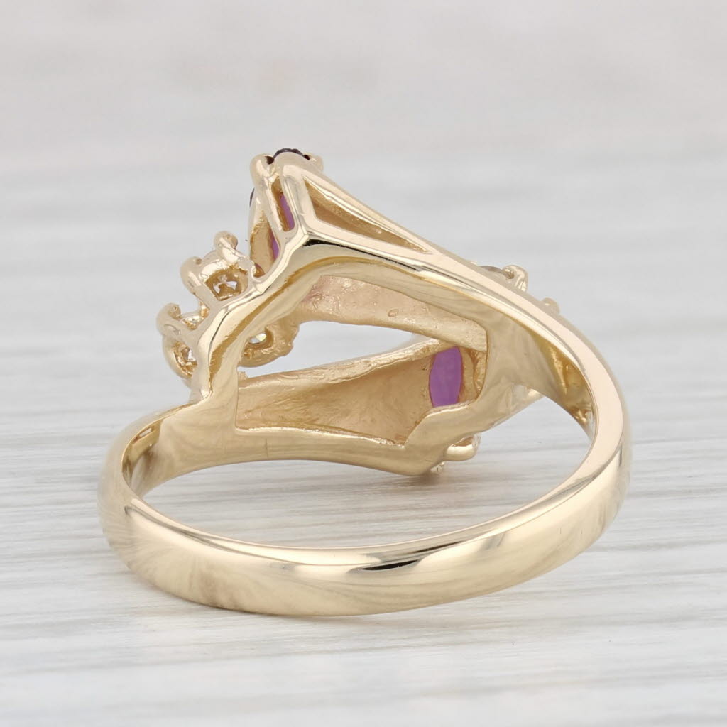 Light Gray 0.76ctw Marquise Ruby Diamond Bypass Ring 14k Yellow Gold Size 6.5