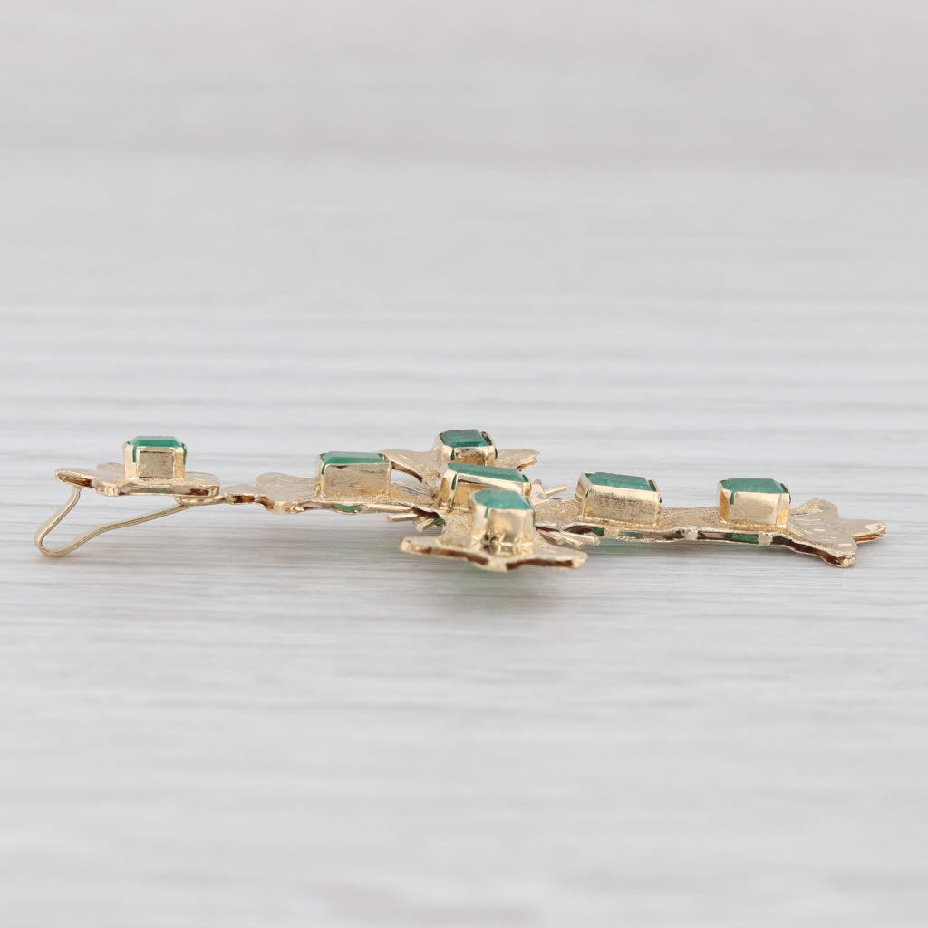 Light Gray 1.25ctw Emerald Cross 18k Yellow Gold Pendant