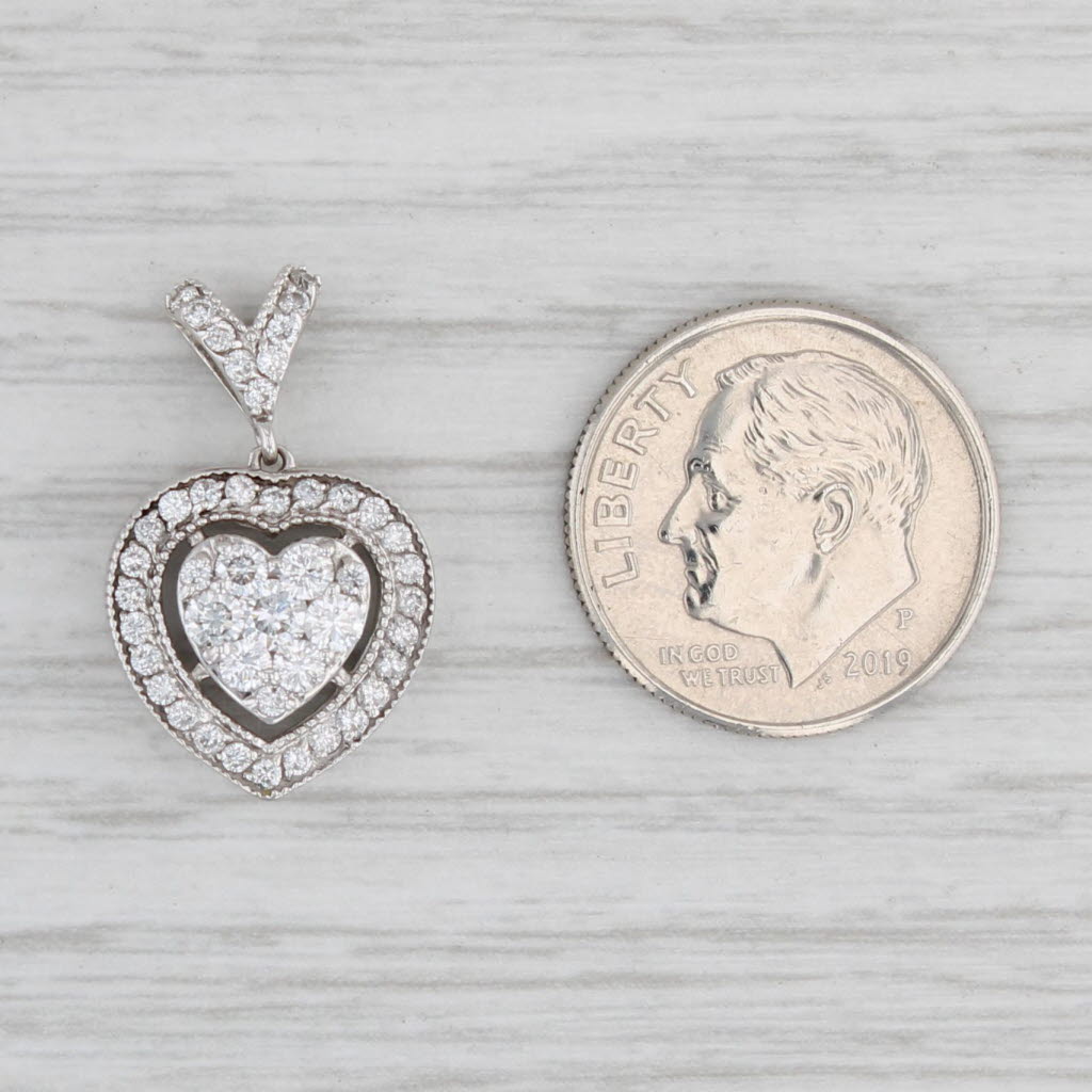 Light Gray 0.50ctw Diamond Heart Pendant 14k White Gold Openwork Drop