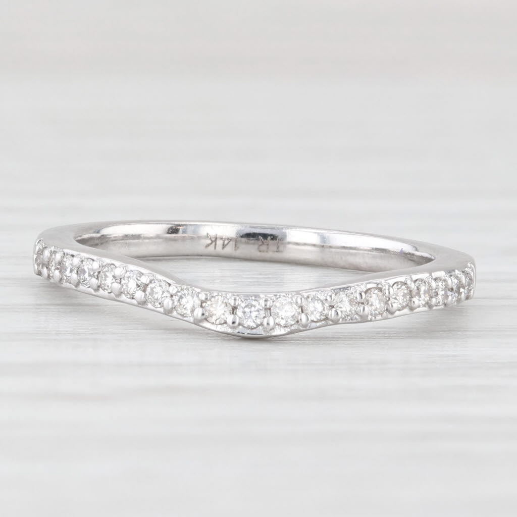 Light Gray 0.14ctw Diamond Wedding Band 14k White Gold Size 5.5 Stackable Ring