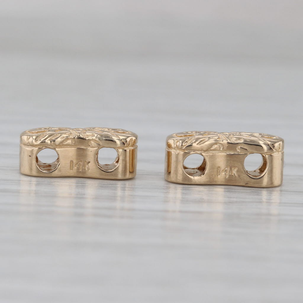 Gray Vintage Slide Bracelet Spacer Charms 14k Yellow Gold Set of 2 Goldman Kolber