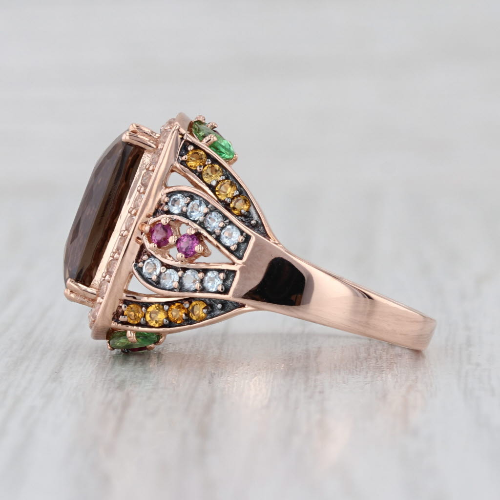 Le Vian 8.37ctw Smoky Quartz Topaz Citrine Tsavorite Garnet Ring 14k Rose Gold