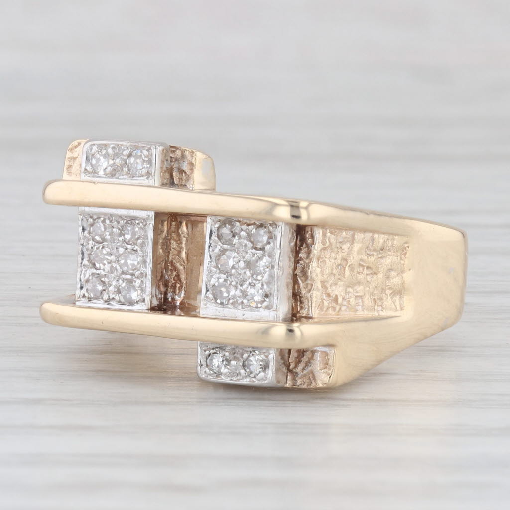 Light Gray 0.24ctw Diamond Ring 14k Yellow White Gold Size 10.25 Men's