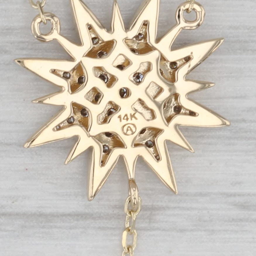 0.30ctw Diamond Cluster Starburst Lariat Necklace 14k Yellow Gold 18.25"