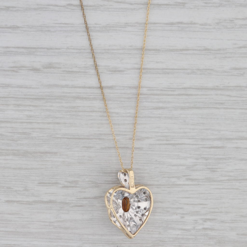 Gray 0.32ctw Citrine Diamond Heart Pendant Necklace 10k Yellow Gold 18.75" Rope Chain