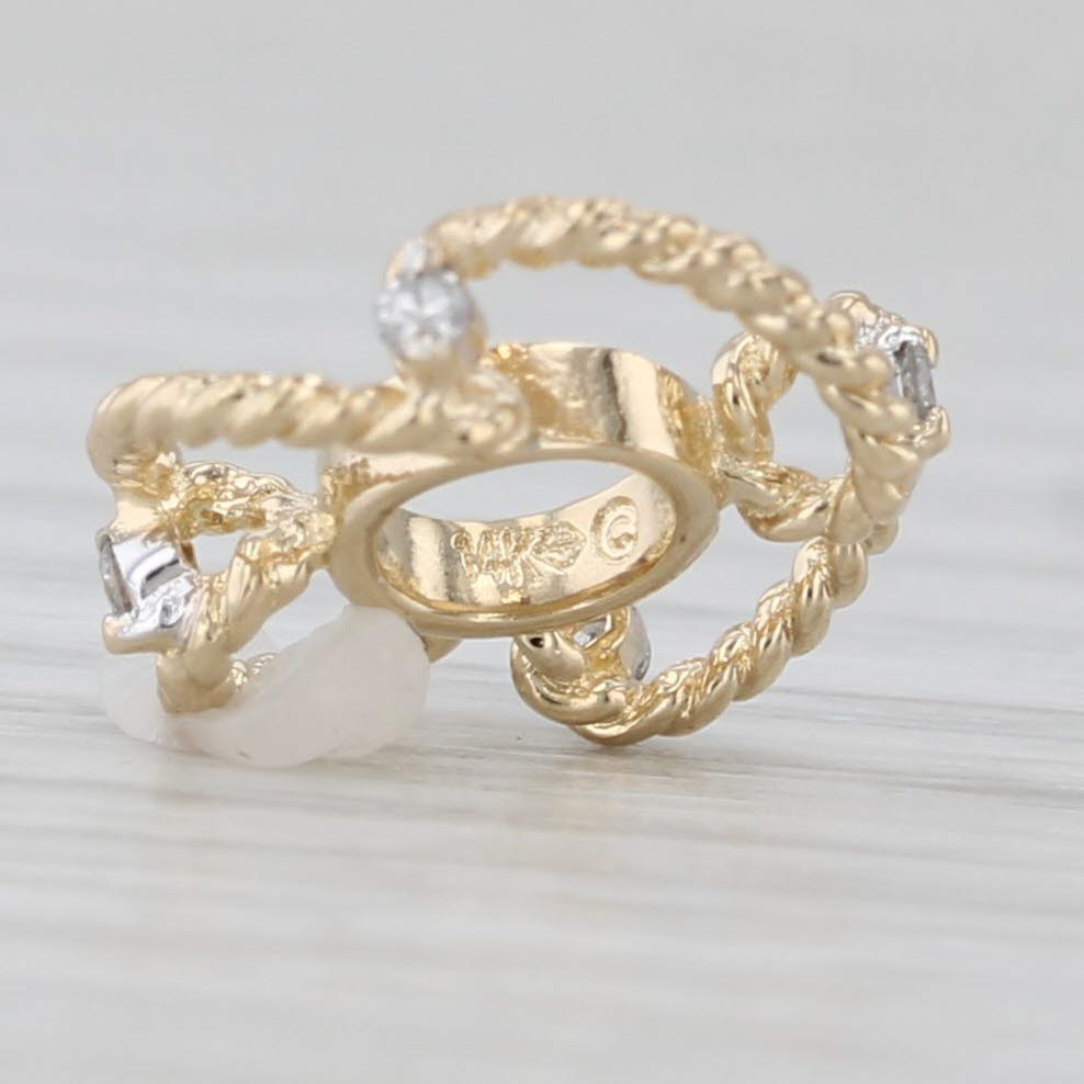 Gray Small Diamond Flower Twist Bead Spacer Charm 14k Yellow Gold Rondel