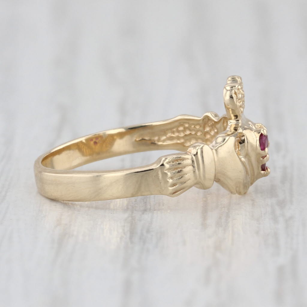 Ruby Claddagh Ring 10k Yellow Gold Size 6 Irish