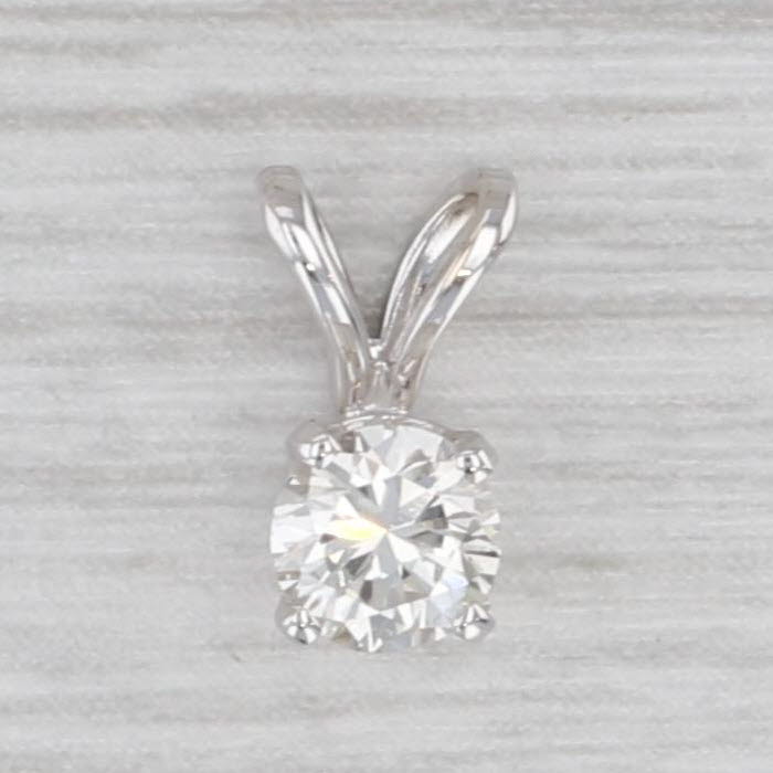 Light Gray New Small 0.25ct Round Diamond Solitaire Pendant 14k White Gold