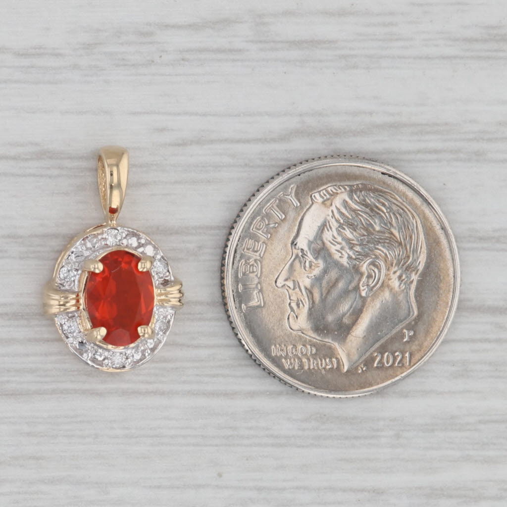 Gray 0.55ctw Fire Opal Diamond Halo Pendant 14k Yellow Gold