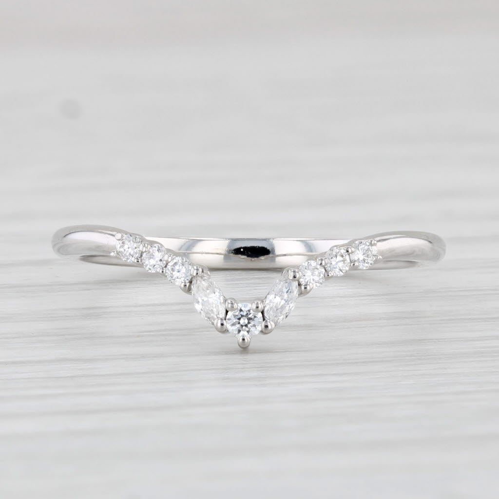 Light Gray New Contoured 0.15ctw Diamond Ring 14k White Gold Wedding Band Guard Size 6.75