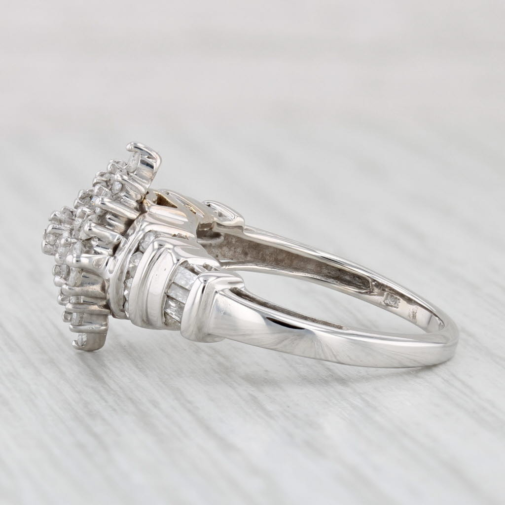 Light Gray 0.81ctw Diamond Cluster Ring 10k White Gold Size 7 Engagement