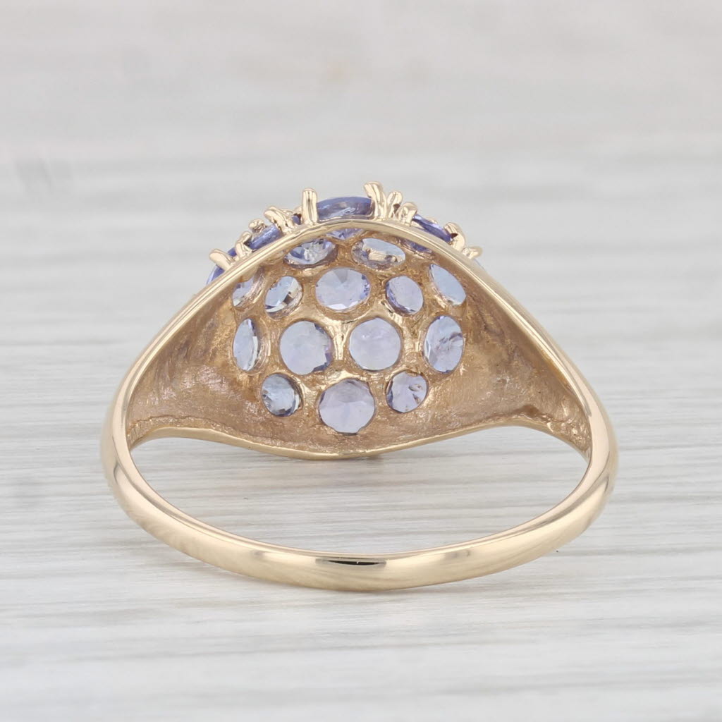 Light Gray 1.50ctw Tanzanite Cluster Ring 10k Yellow Gold Size 7.75
