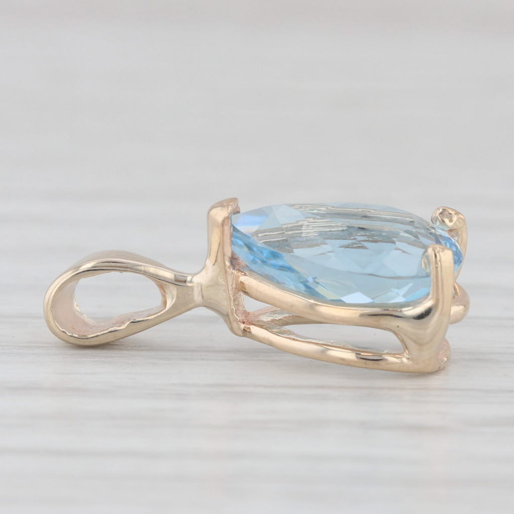 Light Gray 2.30ct Aquamarine Pear Solitaire Pendant 14k Yellow Gold