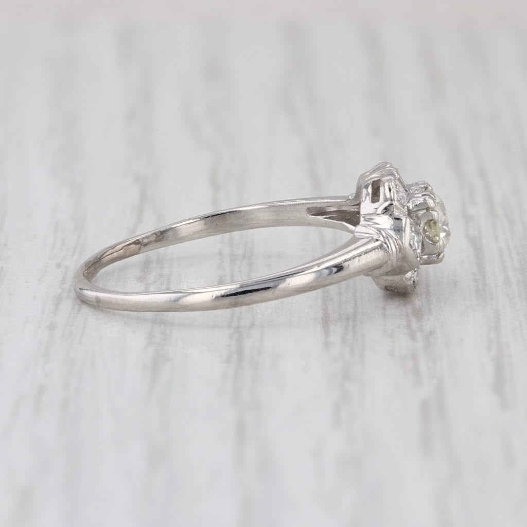 Art Deco 0.51ctw Old European Diamond Engagement Ring 900 Platinum Size 10.25