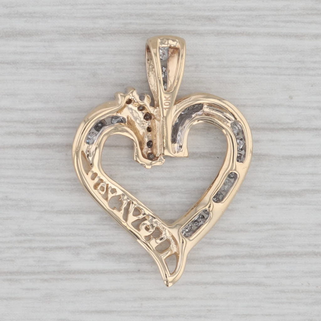 Gray I Love You Diamond Open Heart Pendant 10k Yellow Gold