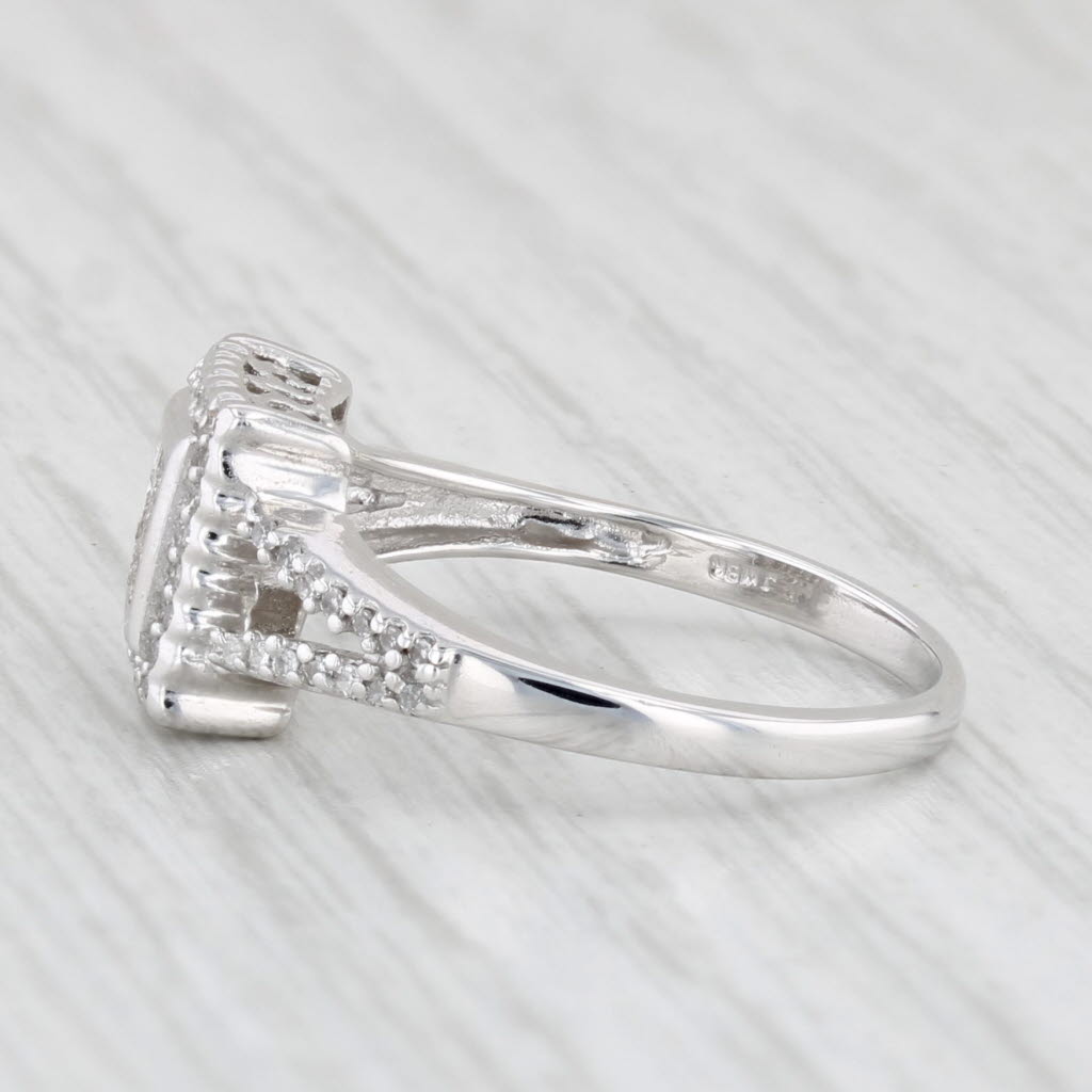Light Gray 0.30ctw Diamond Halo Ring 10k White Gold Size 7 Engagement