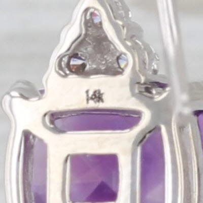 3.93ctw Amethyst Diamond Dangle Earrings Hook Post Drops