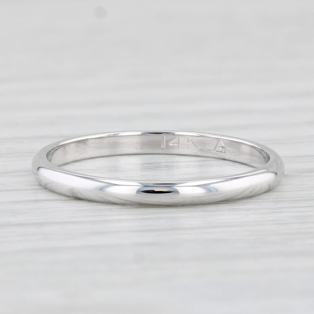 Light Gray Classic Women's Wedding Band 14k White Gold Size 7.5 Stackable Ring