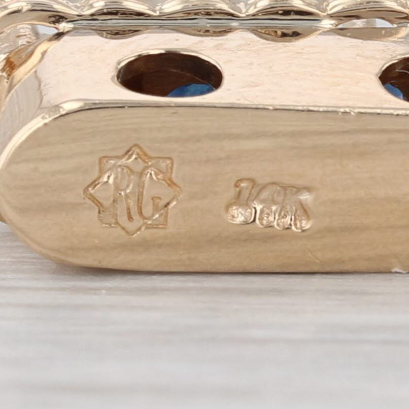 Richard Glatter 0.32ctw Blue Sapphire Slide Bracelet Charm 14k Gold Vintage RG