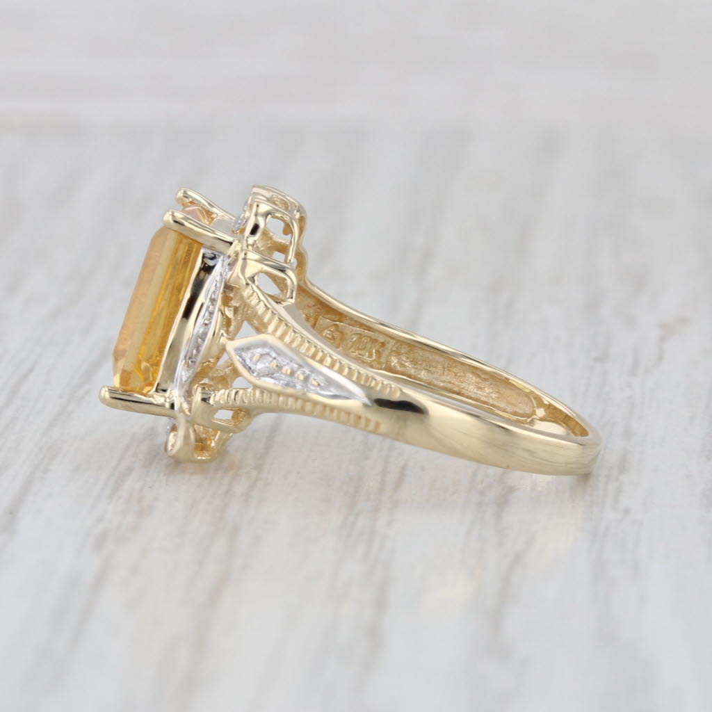 4.28ctw Yellow Citrine Diamond Halo Ring 10k Yellow Gold Size 8