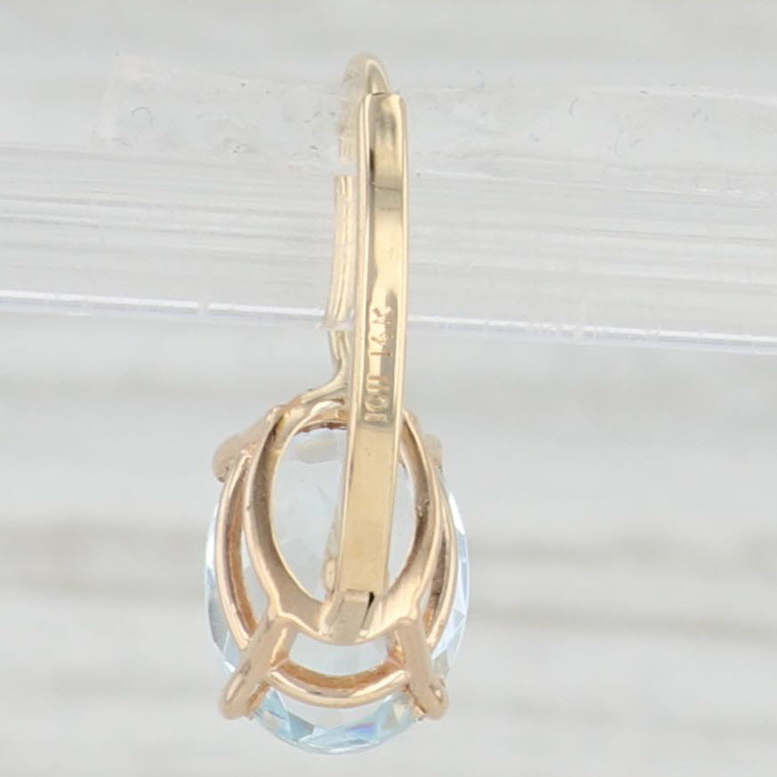 Light Gray 3ctw Oval Aquamarine Earrings 14k Yellow Gold Leverback Drops