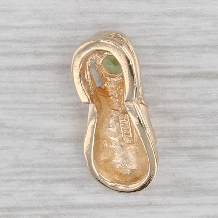 Gray 0.12ct Peridot Solitaire Baby Shoe 10k Yellow Gold August Birthstone
