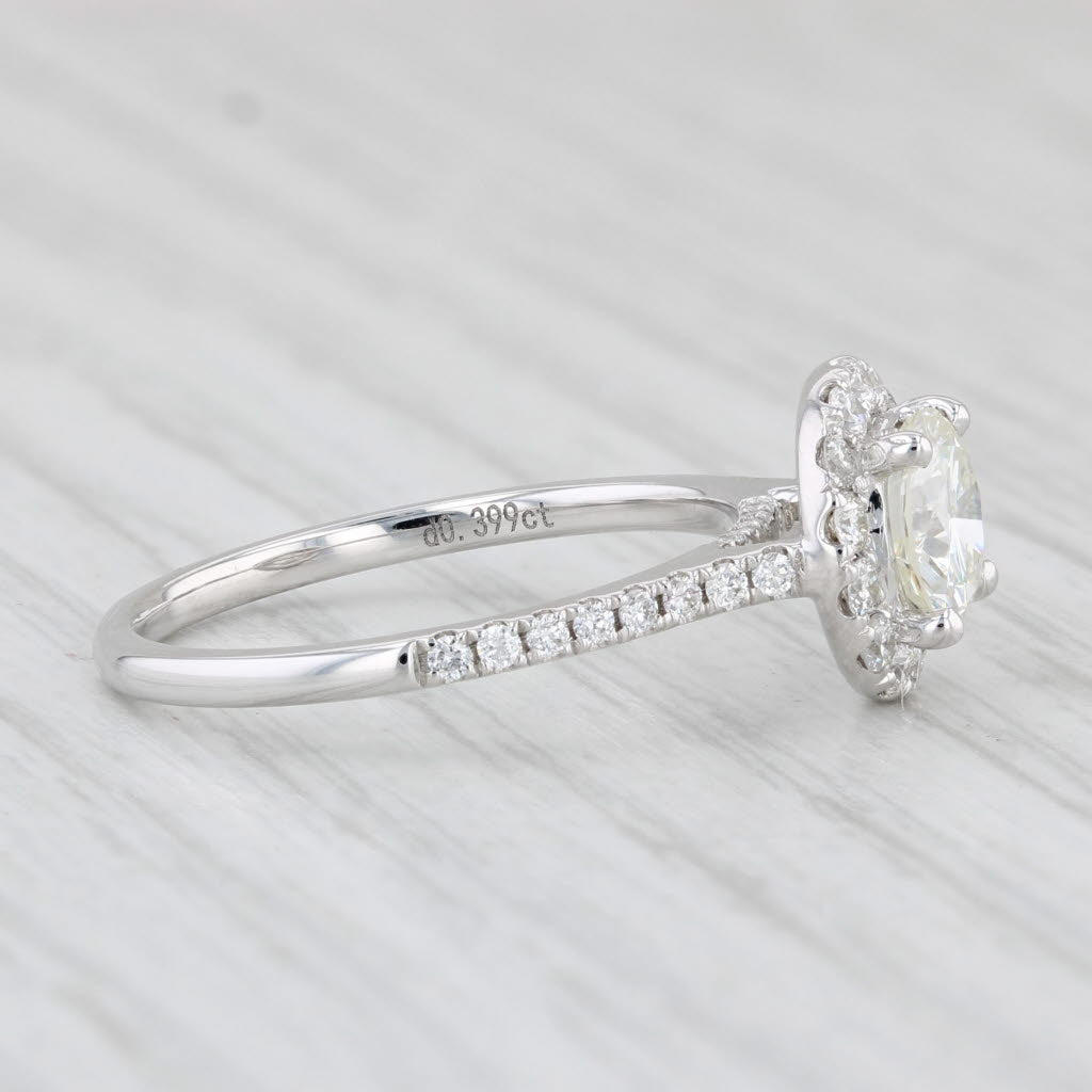 Light Gray New 1.24ctw Round Diamond Halo Engagement Ring 14k White Gold GIA Size 6.75