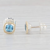 New Lagos Caviar Rittenhouse Blue Topaz Stud Earrings Sterling Silver 18k Gold
