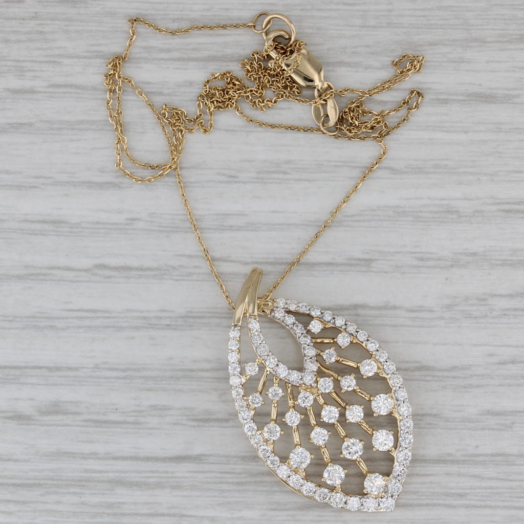 Gray 2.04ctw Diamond Spray Pendant 14k Yellow Gold 18" Cable Chain