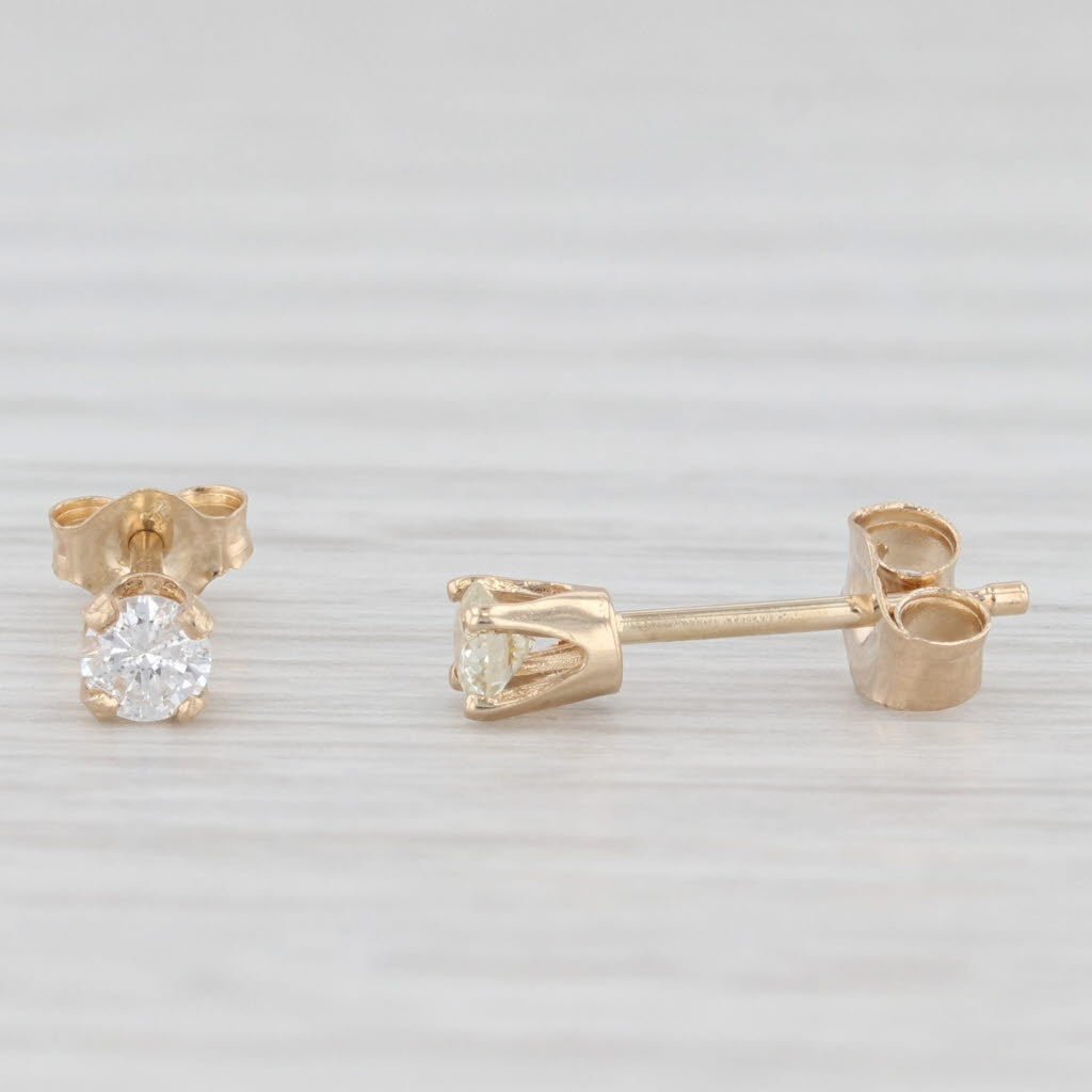Light Gray 0.18ctw Diamond Round Solitaire Stud Earrings 14k Yellow Gold