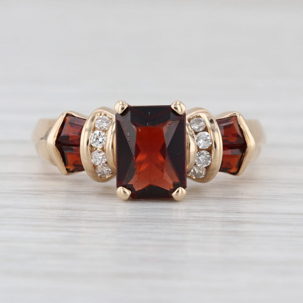 2.03ctw Garnet Diamond Ring 14k Yellow Gold Size 7