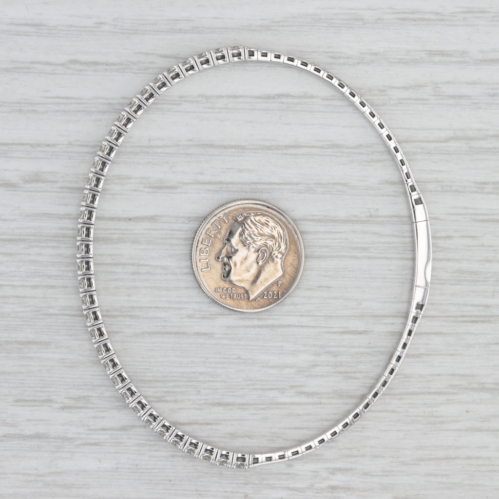 Light Gray New 1.95ctw Diamond Flexible Bangle Tennis Bracelet 14k White Gold 6.75"