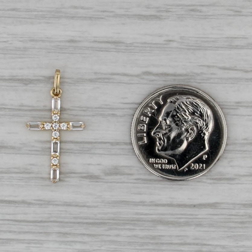 0.57ctw Cubic Zirconia Cross Pendant 14k Yellow Gold