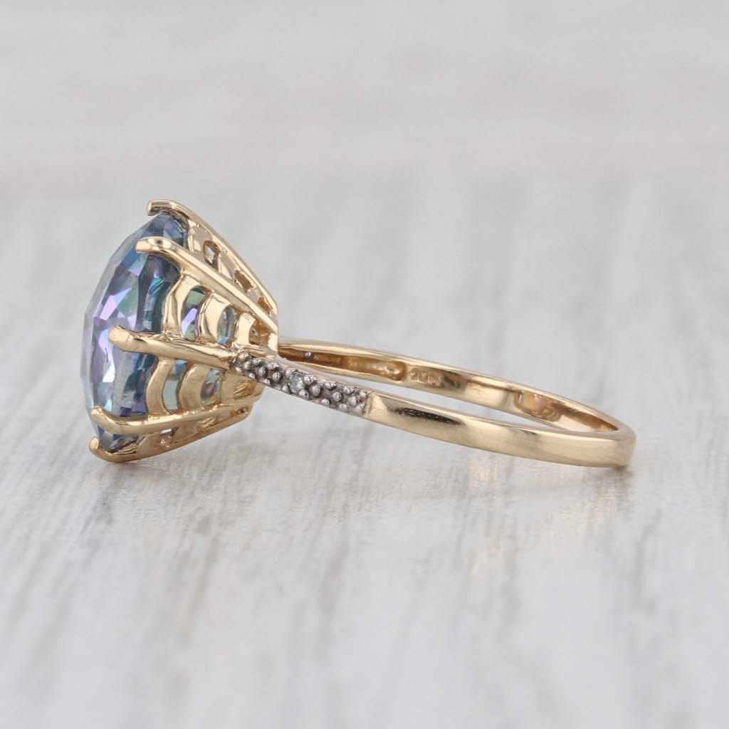 8ct Mystic Topaz Solitaire Ring 10k Yellow Gold Size 7.25 Round Solitaire