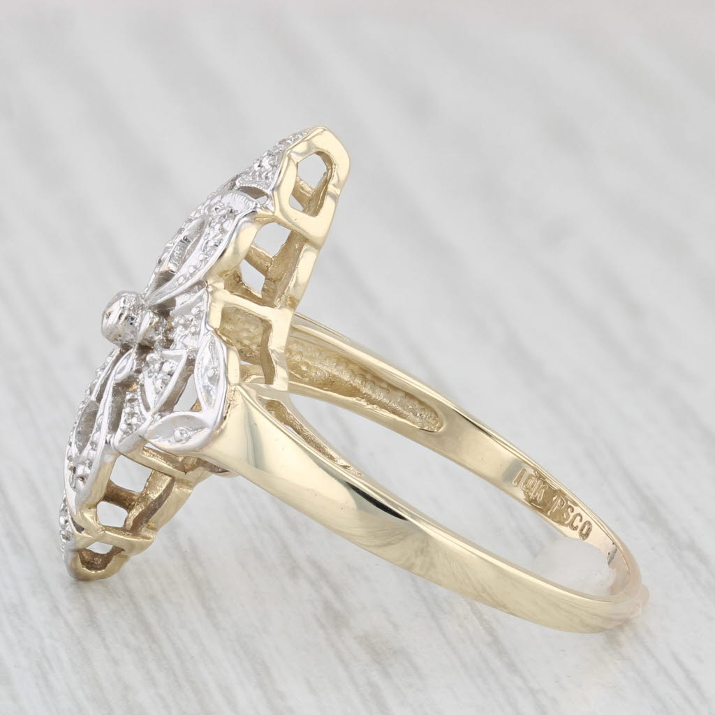 Light Gray Diamond Accented Opening Ring 10k Yellow White Gold Size 9.5
