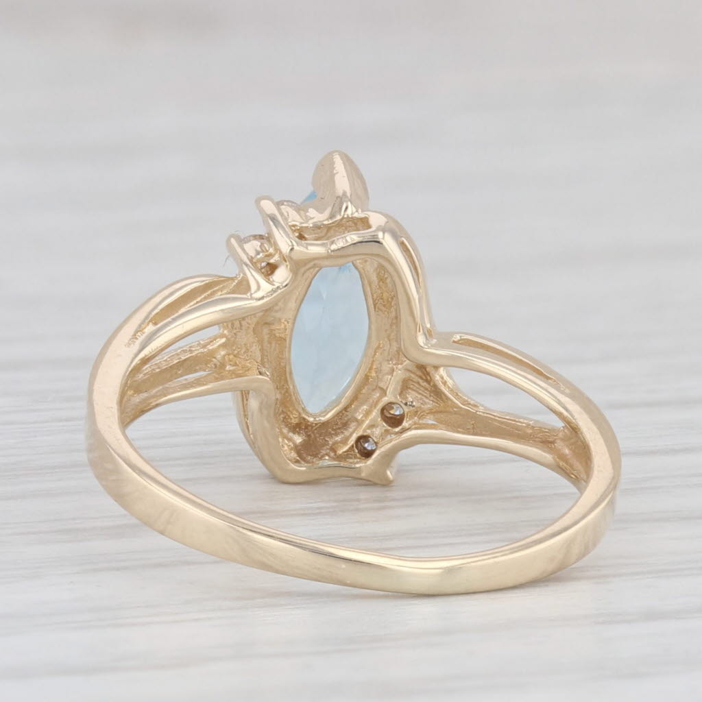 Light Gray 0.95ctw Marquise Topaz Diamond 14k Yellow Gold Bypass Size 5.25