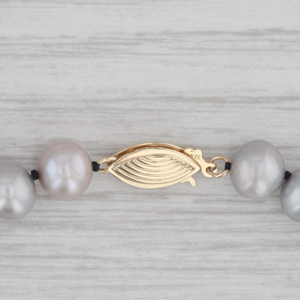 Gray Graduated Gray Cultured Pearl Bead Strand Necklace 14k Yellow Gold 19"