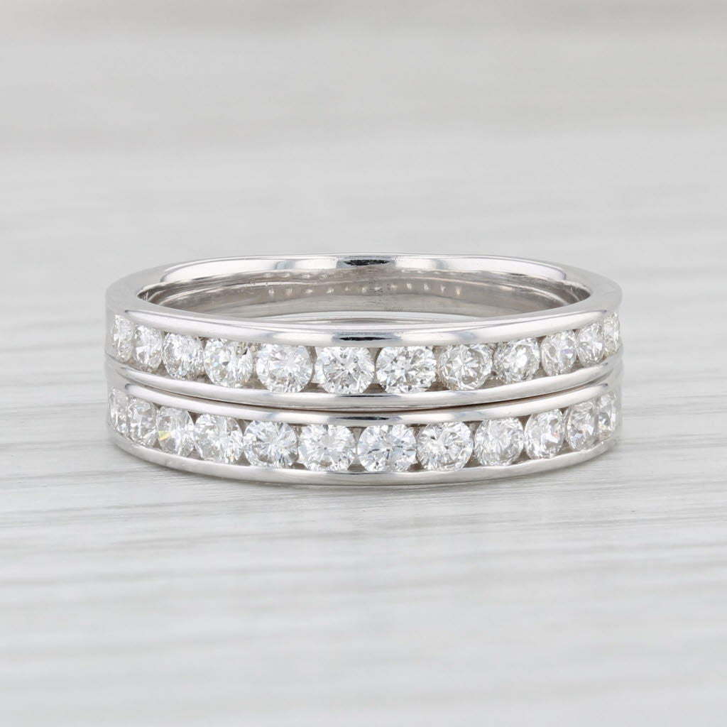 Light Gray 0.95ctw Diamond Rings Set of 2 14k White Gold Size 7 Wedding Bands