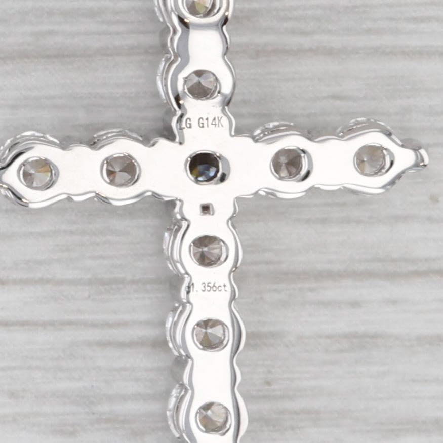 Gray New 1.35ctw Lab Grown Diamond Cross Pendant 14k White Gold 16.25" Box Chain