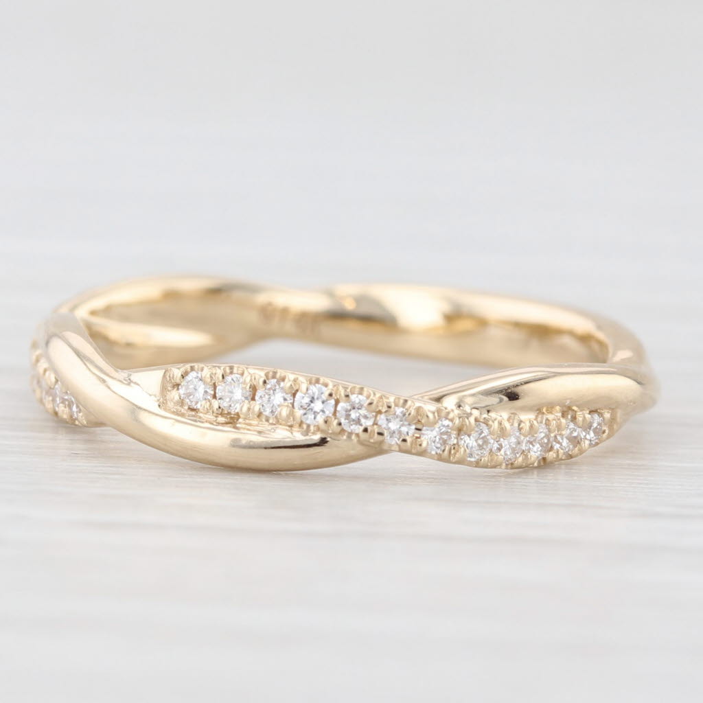 Light Gray New 0.17ctw Diamond Wedding Band 14k Yellow Gold Stackable Anniversary Ring 6.5