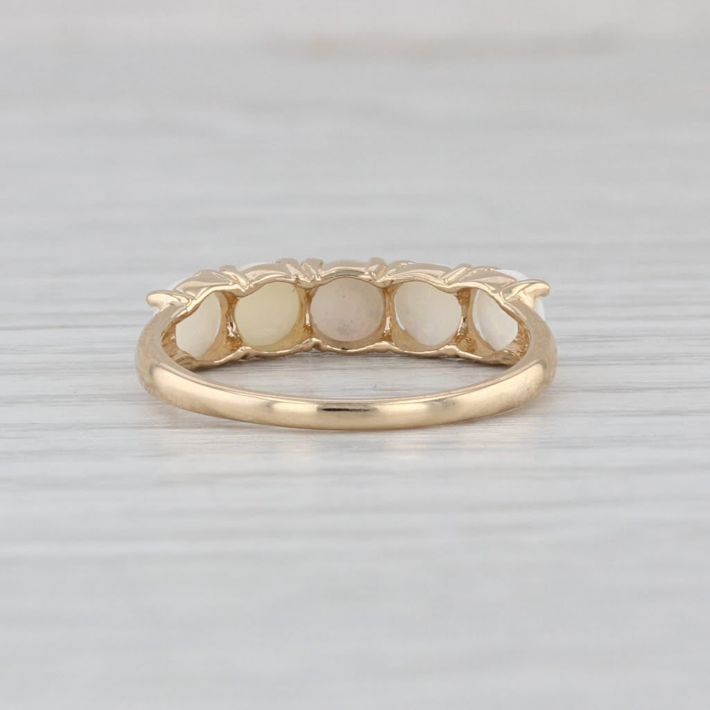 Opal Cabochon 5-Stone Stackable Ring 14k Yellow Gold Size 6.25