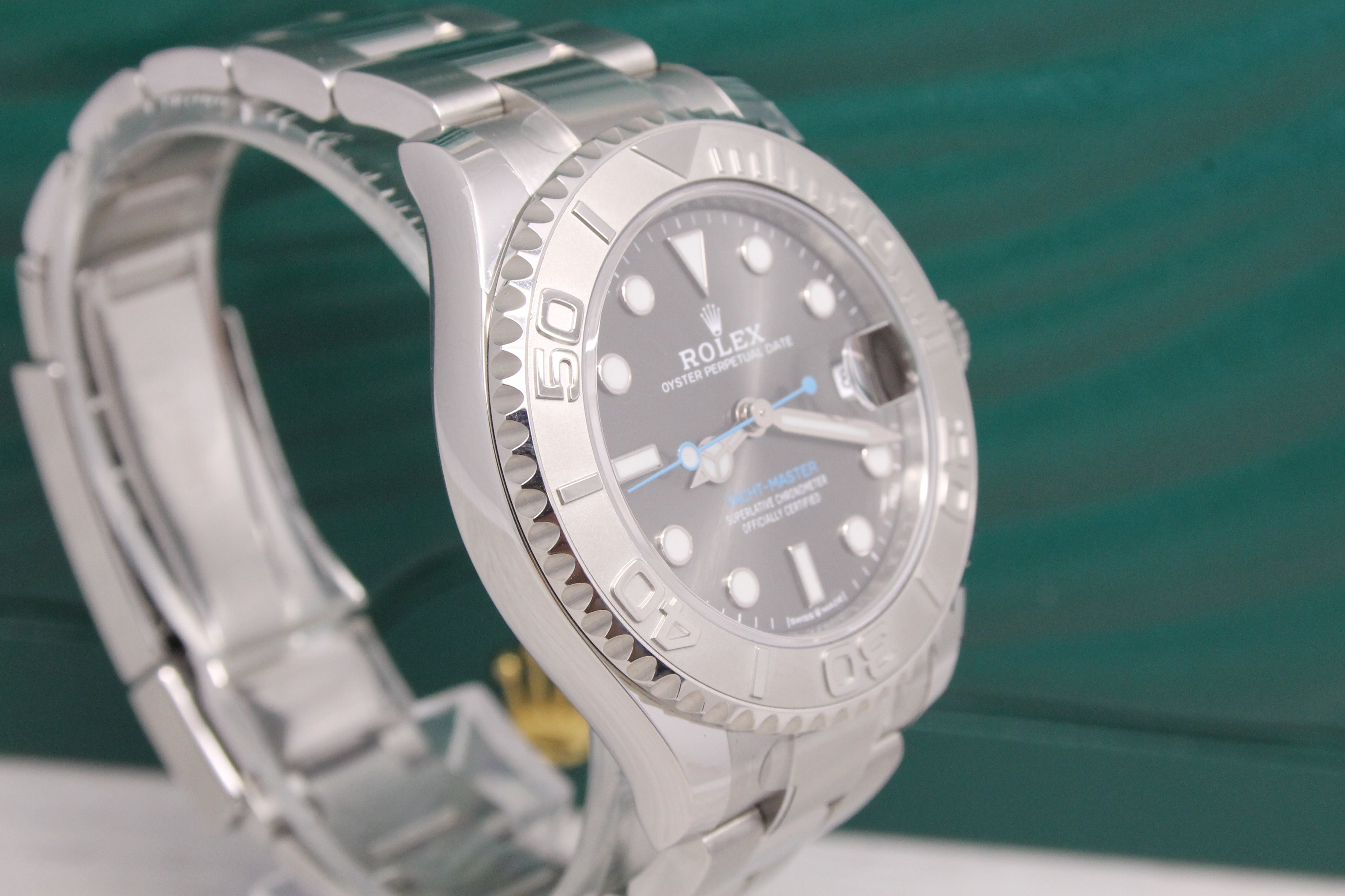 Dark Slate Gray 2023 Rolex Yachtmaster 37mm Rhodium 268622 Steel Platinum Watch Unworn Box Card