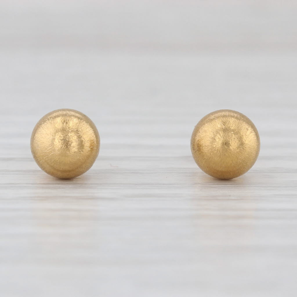 Brushed Bead Stud Earrings 10k Yellow Gold 6.8mm