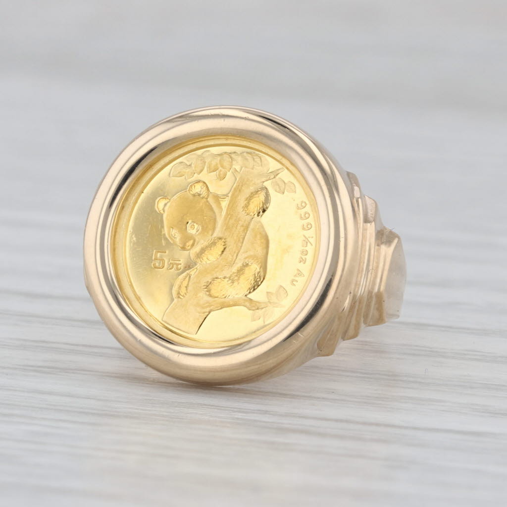 1996 1/20 oz Fine Gold 5 Yuan Chinese Panda Coin Ring 14k Size 6