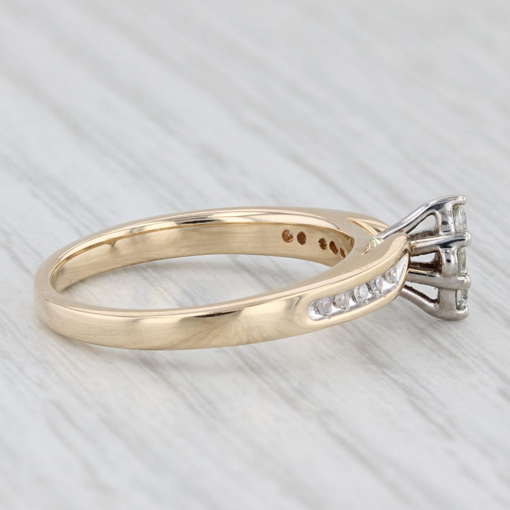 Light Gray 0.18ctw Diamond Cluster Engagement Ring 10k Gold Size 6.75 Marquise Bypass