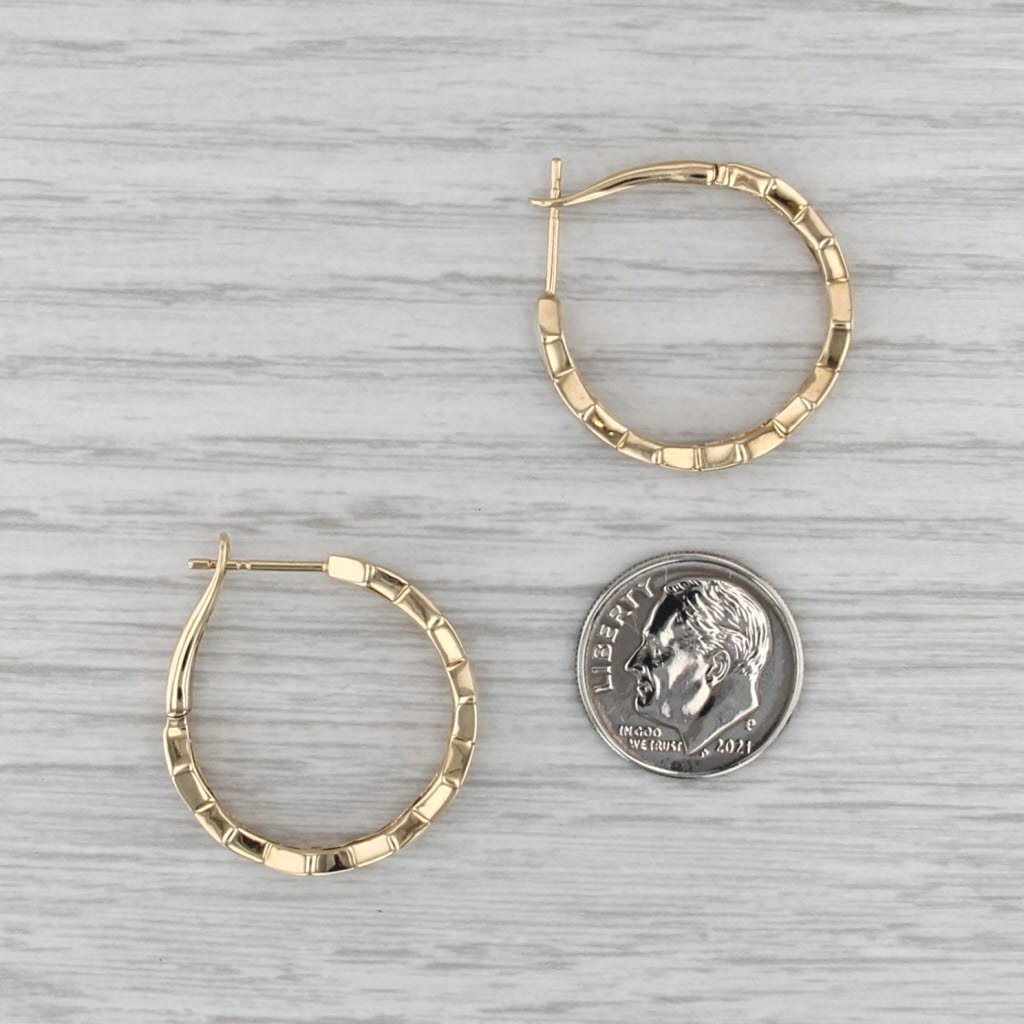Mother of Pearl 0.28ctw Diamond Hoop Earrings 14k Yellow Gold Hoops Omega Posts