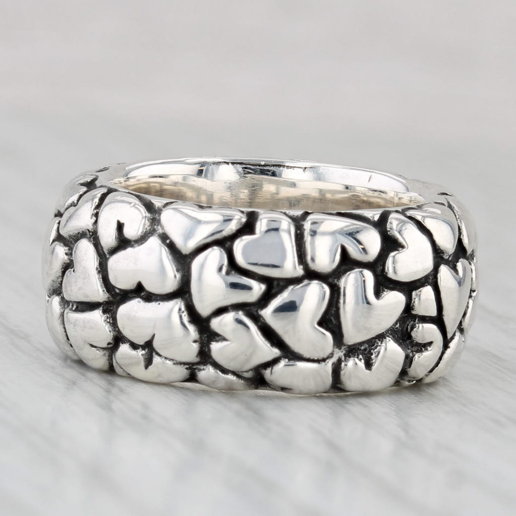 Light Gray Pandora Lotsa Love Sterling Silver Ring Size 5.25 Band Statement Retired
