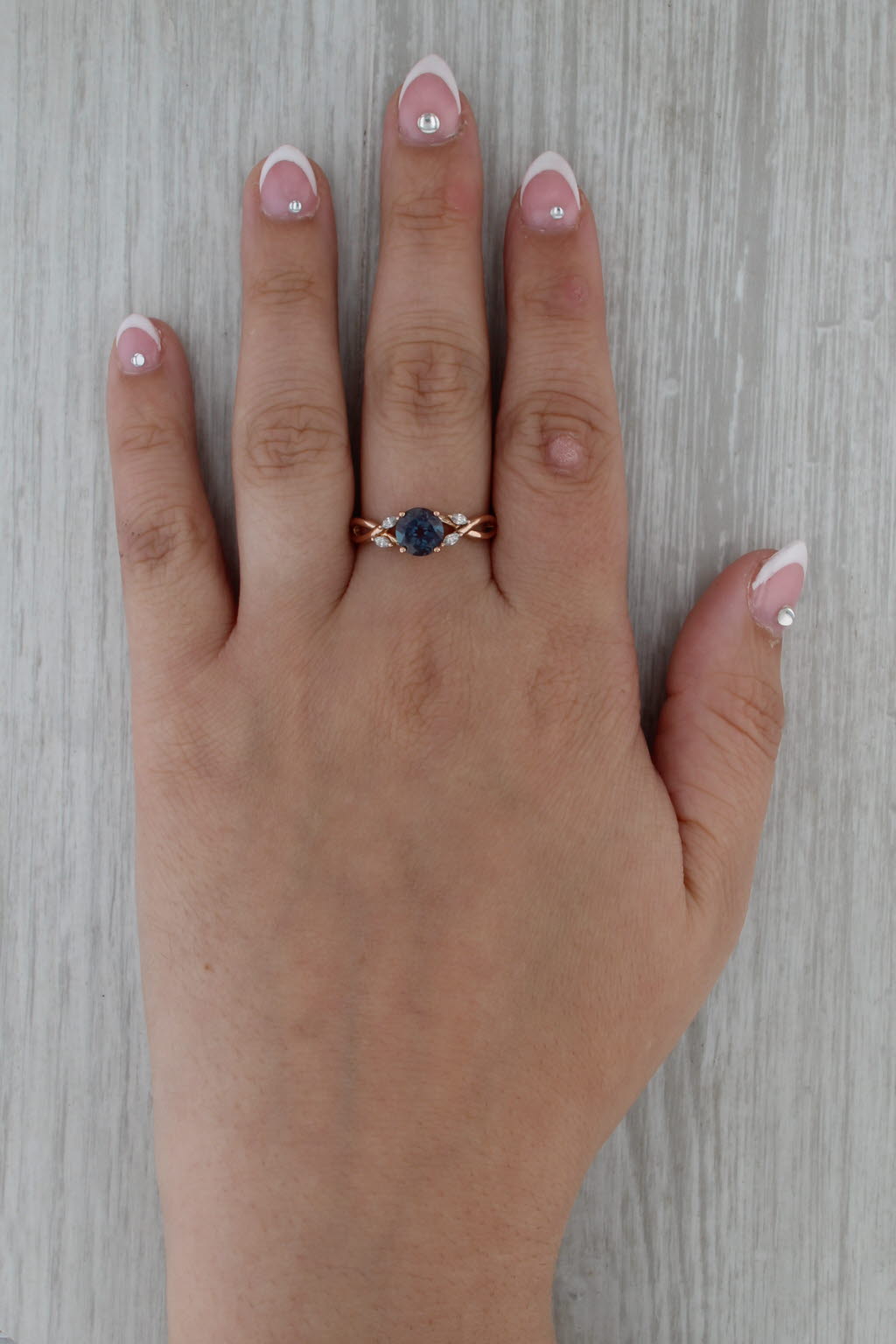 1.73ctw Lab Created Alexandrite Moissanite Ring 14k Rose Gold Size 9.75