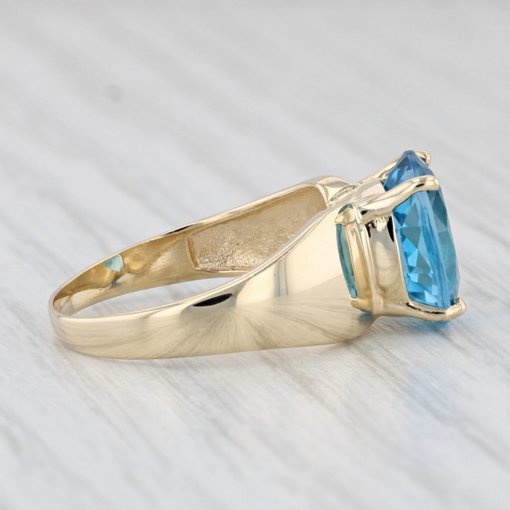Light Gray 4.60ct Oval Solitaire Blue Topaz Ring 14k Yellow Gold Size 7.5