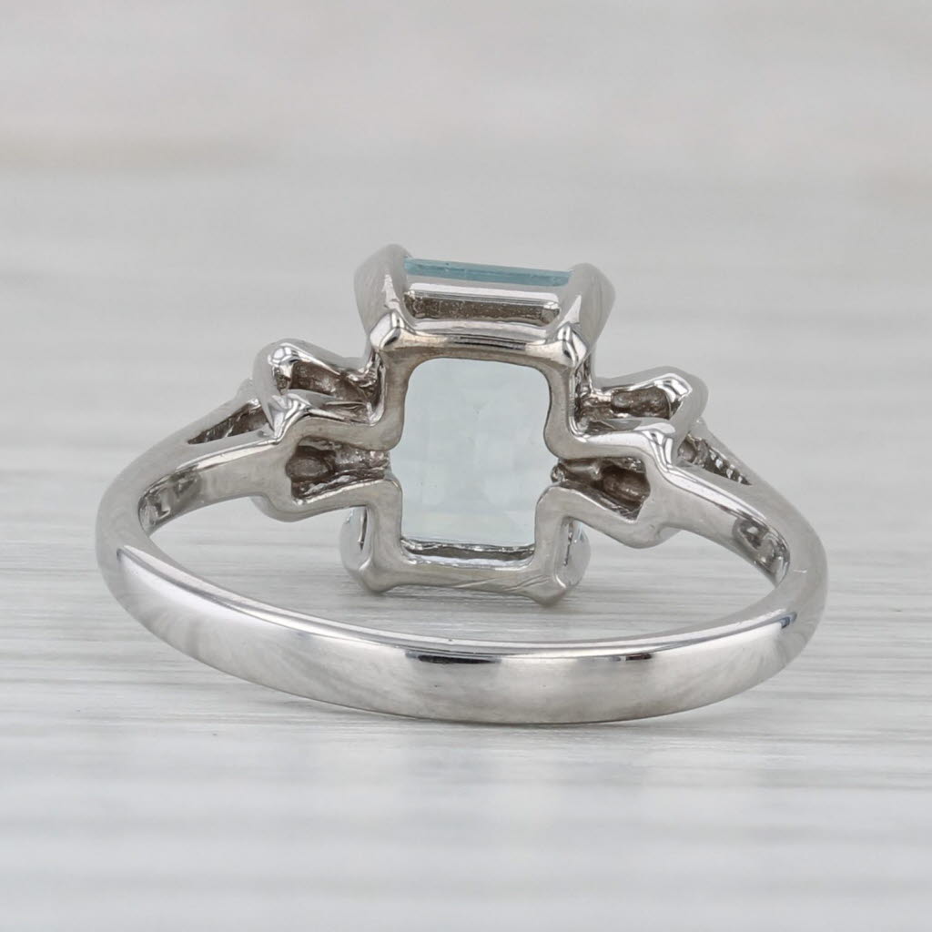 Gray 1.30ctw Emerald Cut Aquamarine Diamond Ring 10k White Gold Size 5